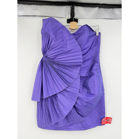 Vintage 2010s ASOS Strapless Mini Dress Size 10 Purple Glam Sculptural Club Wear - Picture 4 of 11